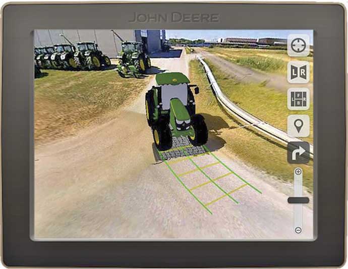 A nyomvonalakat is &aacute;br&aacute;zol&oacute; k&eacute;pernyő val&oacute;s&aacute;ghű k&eacute;pe (John Deere)