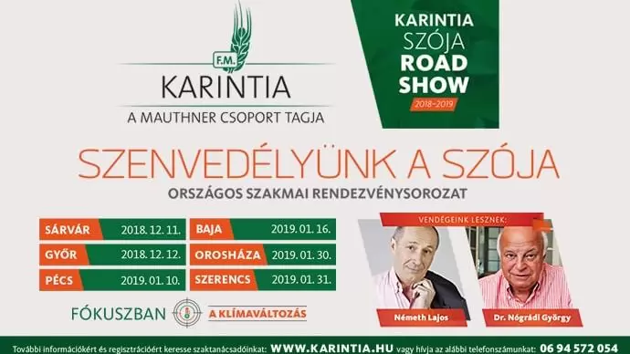 Útjára indul a KARINTIA szója roadshow – Fókuszban az éghajlatváltozás