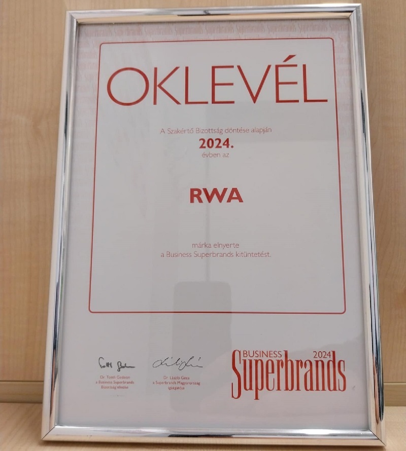 Ismét a legjobbak között: Az RWA elnyerte a Business Superbrands 2024 díjat