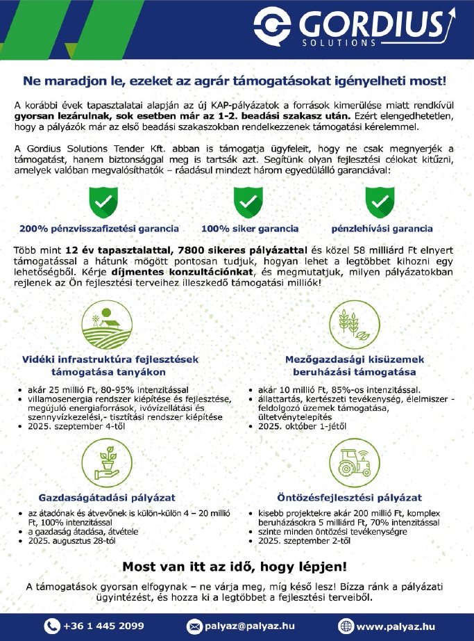Ezek a lehetőségek állnak jelenleg nyitva! – Mezőgazdasági támogatások 2025-ben