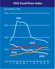 Az FAO élelmiszerár-indexe októberben tovább csökkent, a növényi olajok kivételével minden index esett