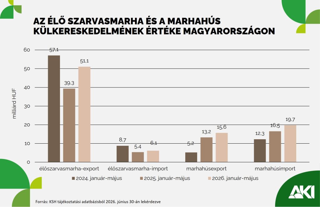 &Eacute;l&eacute;nk&uuml;lt az &eacute;lő marha &eacute;s a marhah&uacute;s k&uuml;lkereskedelme