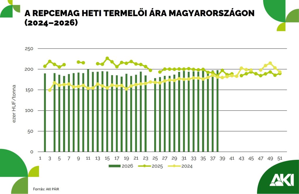 7 százalékkal nőtt a repcemag termelői ára Magyarországon